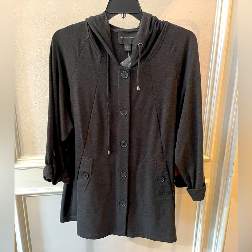 Christian Siriano Charcoal Knit Swing Jacket